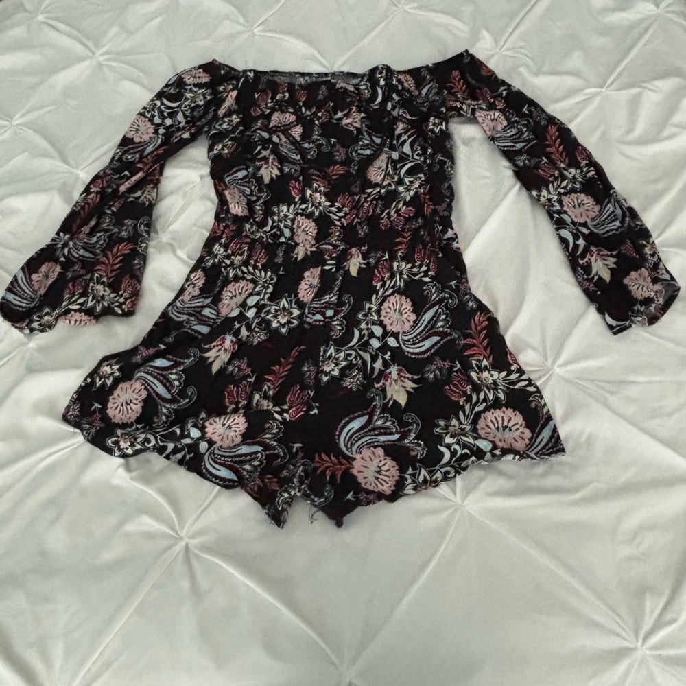 Xhilaration Black Boho Floral Romper